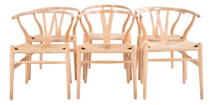 Model CH24 Wishbone Chairs in Beech and Cord by Hans J. Wegner for Carl Hansen & Søn, 1970s, Set of 6