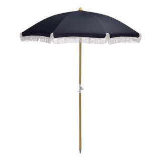 Valencia 6.5 Ft Beach Fringed Umbrella, Navy For Sale