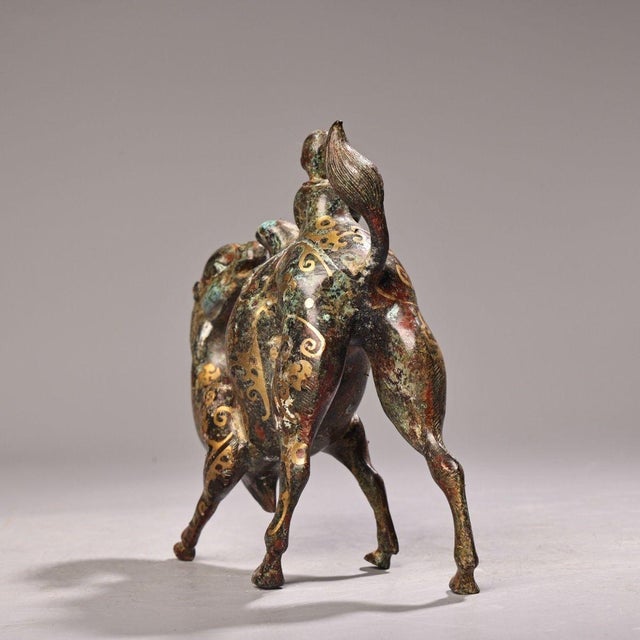 Late 19th Century Gilt Bronze Camel With Rider Figurine, Detailed Engravings For Sale In Los Angeles - Image 6 of 9