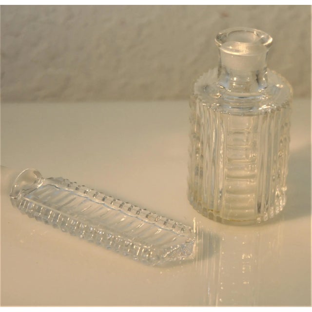 1930s Art Deco Czech Clear Cut Glass Round Perfume Bottle For Sale - Image 9 of 13