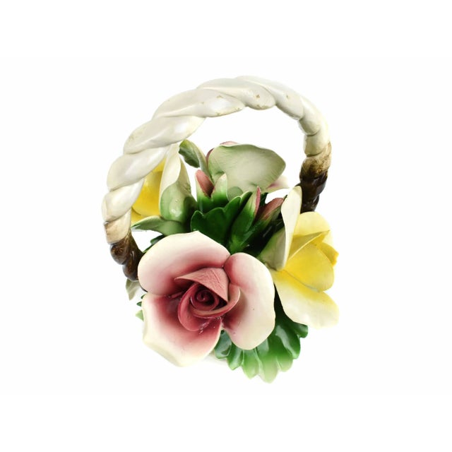 Yellow Mid 20th Century Nuona Capodimonte Flower Basket Art For Sale - Image 8 of 10
