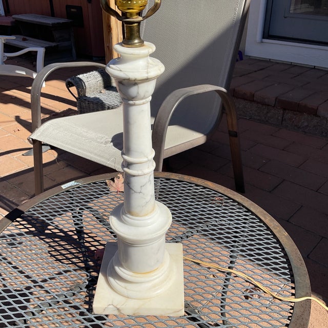 Neoclassical Antique Neoclassical Marble Italian Lamp Circa 1920's For Sale - Image 3 of 4