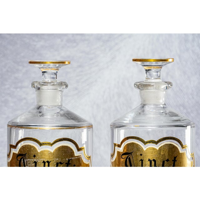 Pair 19th Century Large Antique Hand Painted Apothecary Pharmacy Display Bottles For Sale - Image 15 of 18