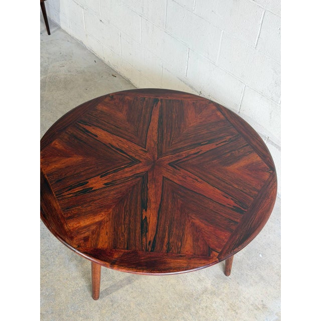 Wood Mid 20th Century Danish Modern Rosewood Round Coffee Table in Style of h.w. Klein For Sale - Image 7 of 8