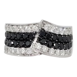 Estate White and Black Diamond Fashion Ring in 14k White Gold, size 6.75