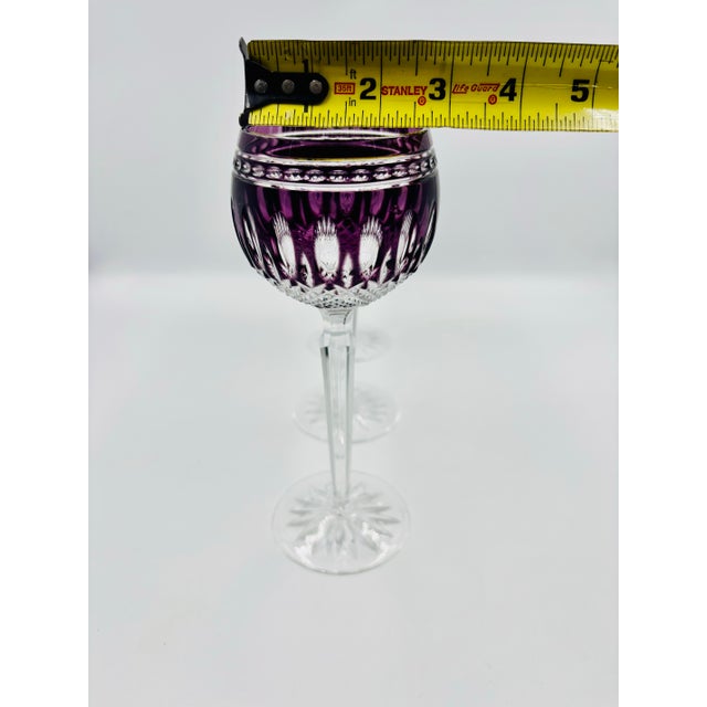 Waterford Crystal Gorgeous Clarendon Amethyst Purple Wine Goblets - Set of 3 For Sale - Image 10 of 12