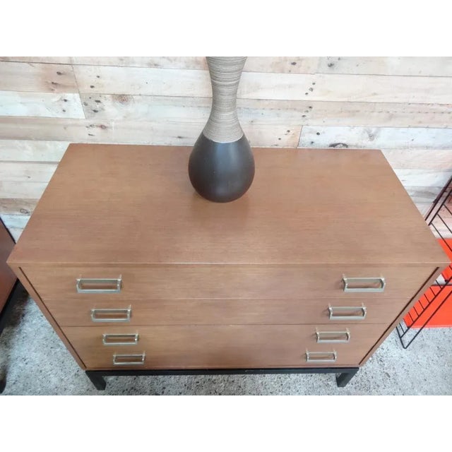 Mid-Century Modern Vintage Retro Teak Chest of Drawers with Metal Base, 1960s For Sale - Image 3 of 7
