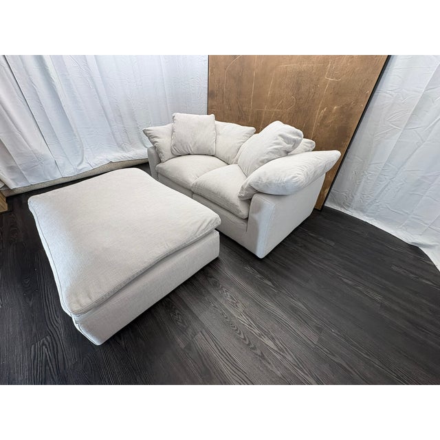 Rh Cloud Modular Sectional 3-Piece Configuration | Dove | Perennials® Performance Textured Linen Weave For Sale - Image 17 of 18