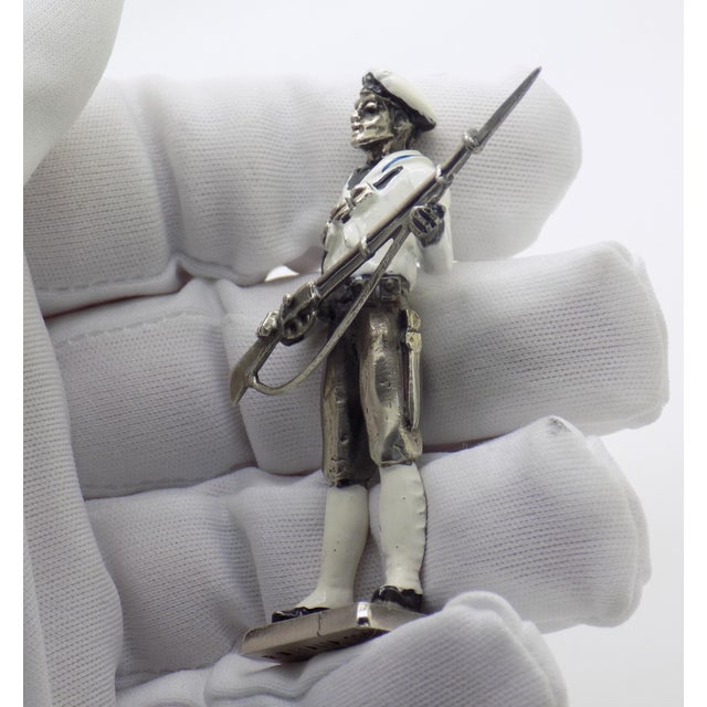 Silver Vintage Italian Genuine Silver 1911 Royal Navy Sailor Combat Rare Figurine Made in Milan For Sale - Image 8 of 13