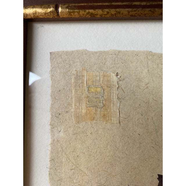 Wood Vintage Asian Inspired Botanical Watercolor Signed Gladdinig For Sale - Image 7 of 10