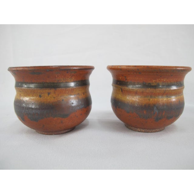 Mid 20th Century Wally Schwab Pacific Nw Stoneware Studio Pottery Small Pot or Punch Cup Set of 8 For Sale - Image 4 of 12