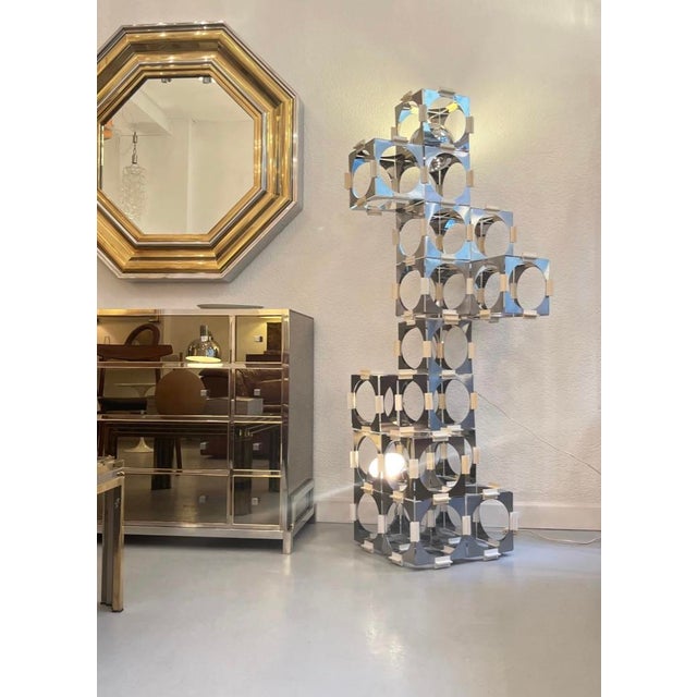 Modular Floor Lamp in Brushed and Polished Stainless Steel from Reggiani, Italy, 1970s For Sale - Image 16 of 17