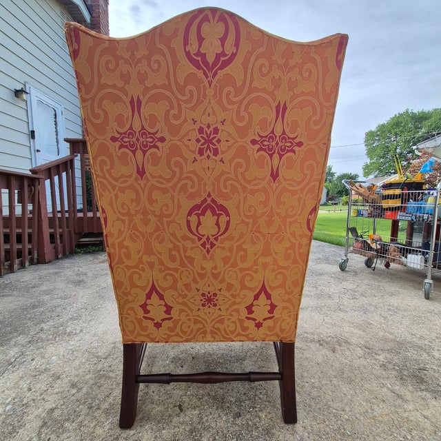 Orange Late 20th Century Kittinger Colonial Williamsburg Mahogany Wing Back Chair Cw-44 For Sale - Image 8 of 15