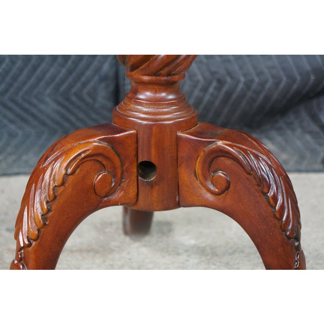 Vintage Georgian Style Scalloped Mahogany Starburst Inlaid Pedestal Side Table For Sale - Image 17 of 18