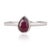 Contemporary Minimalist Bezel Set Pear 0.8 Ct Red Ruby Solitaire Ring in 925 Solid Silver Size 8 For Sale - Image 3 of 14