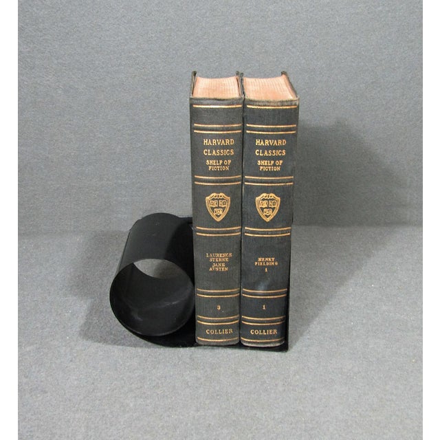Vintage Mid-Century Black Enameled Rolled Steel Bookend, England For Sale - Image 4 of 9