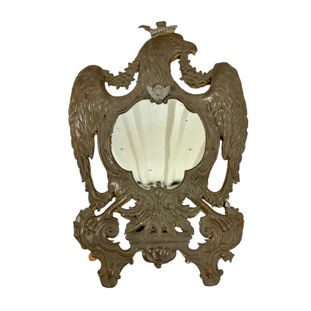 French Country Pair of Antique French Federal Style Tin Eagle Mirrors, 19th Century For Sale - Image 3 of 18
