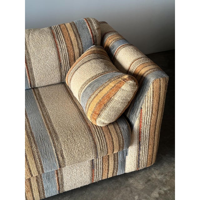 1970s Striped Woven Upholstery Three-Seat Sofa For Sale - Image 18 of 18