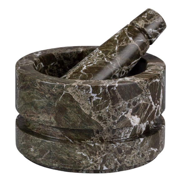 Forest Green Marble Mortar and Pestle by Royal Bee Design For Sale