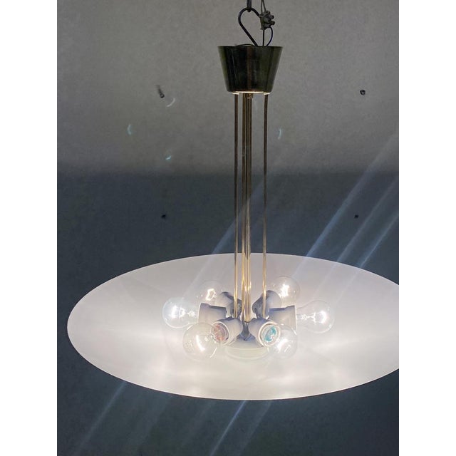 Large Uplight Brass Dome Pendant Light by J. T. Kalmar for Kalmar, 1968 For Sale - Image 10 of 12