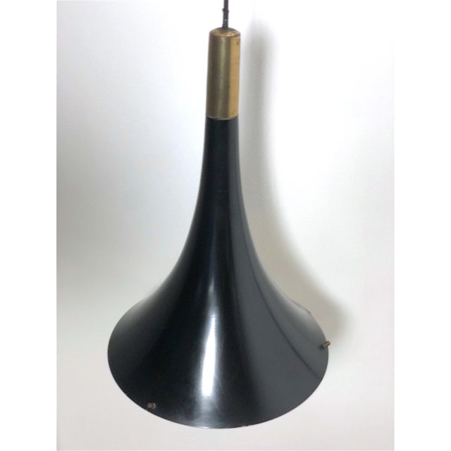 Black Vintage Enamelled Metal Chandelier, Italy, 1960s For Sale - Image 8 of 10