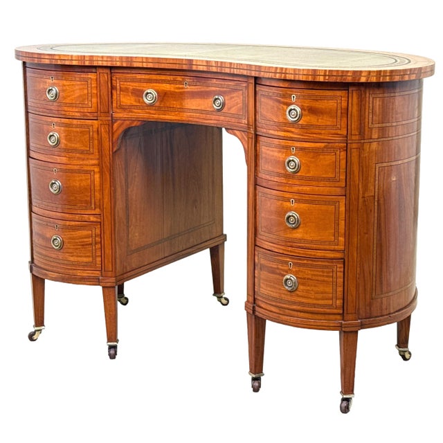 19th Century Satinwood Kidney-Shaped Desk, 1890 For Sale - Image 11 of 11