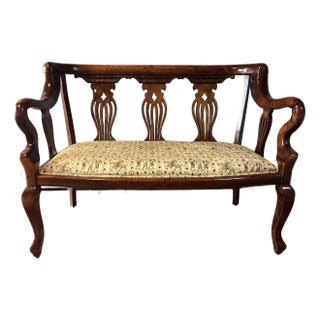 Antique Mahogany Art Nouveau Settee For Sale