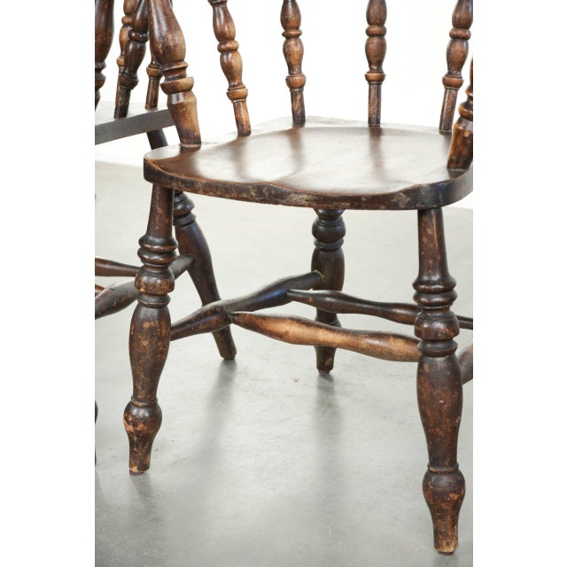 Antique Late 19th Century English Wooden Captain Chairs, Set of 4 For Sale - Image 18 of 18