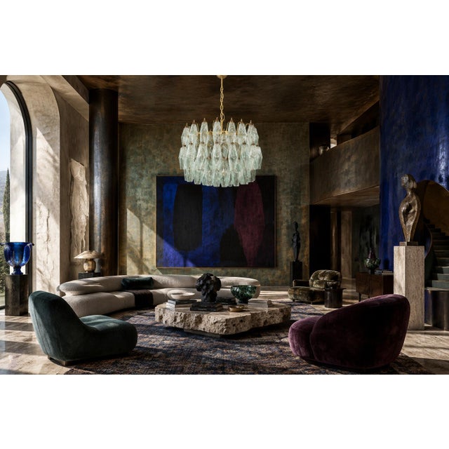 2020s Italian Poliedri Glass Chandelier With Gold-Finished Structure For Sale - Image 5 of 5