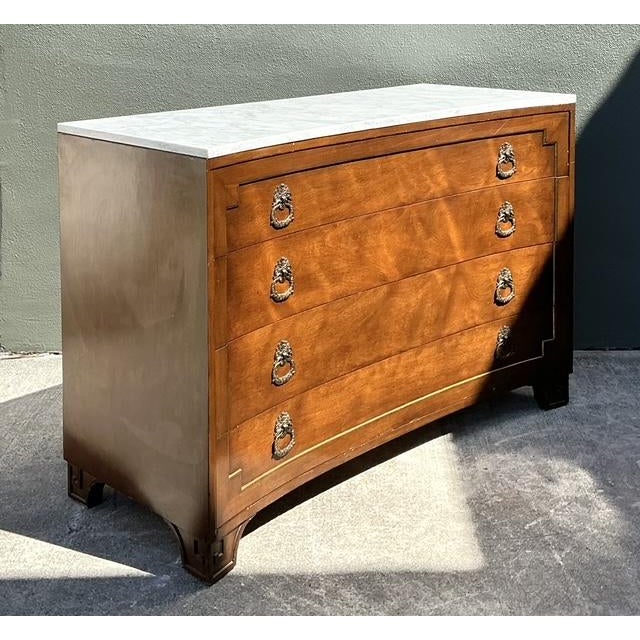 Vintage Neoclassical Marble Topped Concave Chest of Drawers For Sale - Image 9 of 12