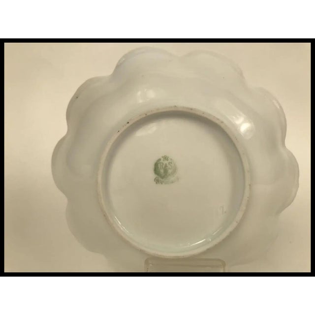 Ceramic 1910s Rs Prussia Hand Painted Scalloped Edge Berry Bowls Magnolia Floral For Sale - Image 7 of 9