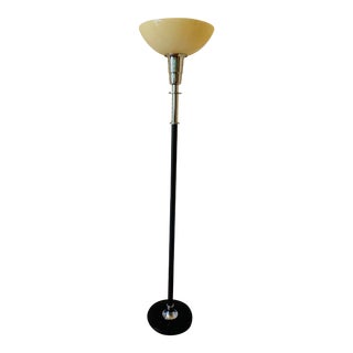 Art Deco Torchiere With Milk Glass Shade For Sale