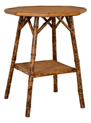 19th Century French Bamboo Side Table With Octagonal Top