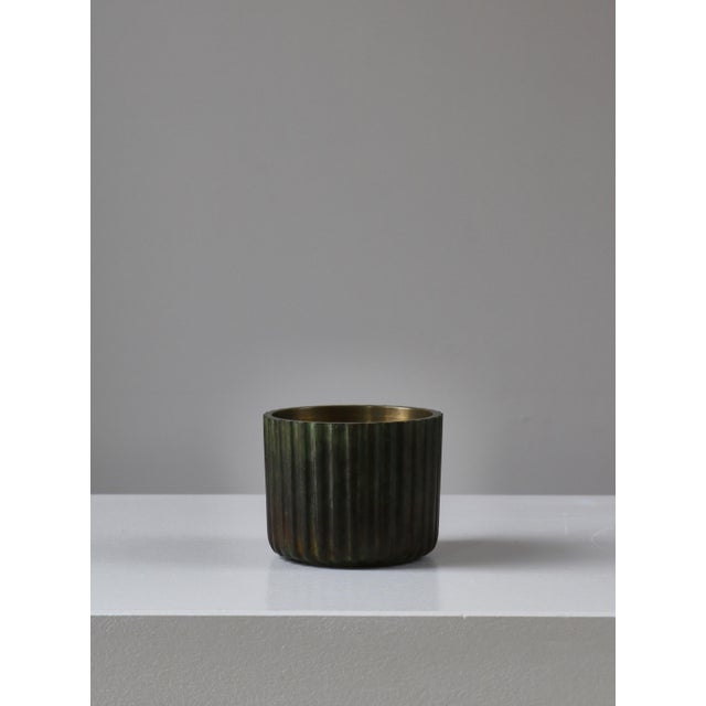 1930s Art Deco Patinated Bronze Fluted Vase / Lidded Jar, Denmark, 1930s For Sale - Image 5 of 18