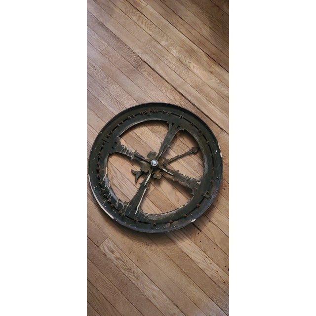 Art Deco 1910s Large Cast Iron Elevator Floor Indicator Dial For Sale - Image 3 of 4