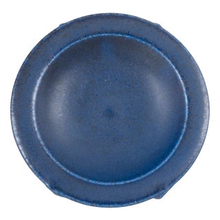 20th Century Small Stoneware Dish in Deep Blue Glaze from Saxbo, Denmark For Sale