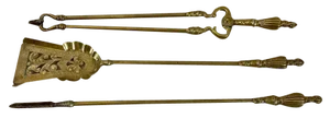 Antique Victorian Brass Fire Irons, 1860, Set of 3