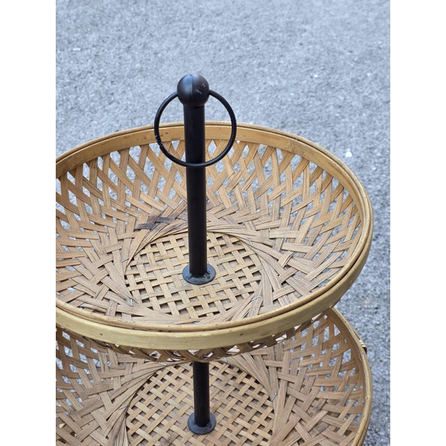 Large Fountain Fruit Bowl with Straw Baskets, Italy, 1970s For Sale - Image 3 of 9
