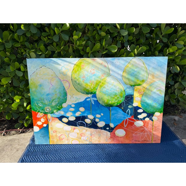 Textile Monumental Abstract Landscape Painting by Kathleen Murphy Willer, “View Out My Studio Window” | 2019 For Sale - Image 7 of 12