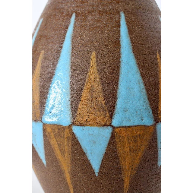 Metal 1950s Aldo Londi Cocoa & Pale Blue Ceramic Table Lamp For Sale - Image 7 of 12