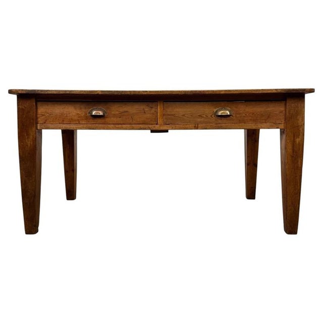 Large 19th Century Antique English Pine Farmhouse Writing Table For Sale - Image 12 of 12