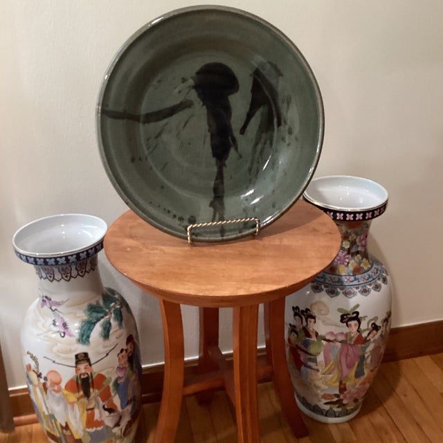 Late 20th Century Large & Heavy Studio Pottery Modern Glazed Centerpiece Platter/Bowl Signed and Dated For Sale - Image 9 of 12