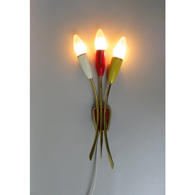 1950s Italian Three-Light Wall Lamps, 1950s, Set of 2 For Sale - Image 5 of 16