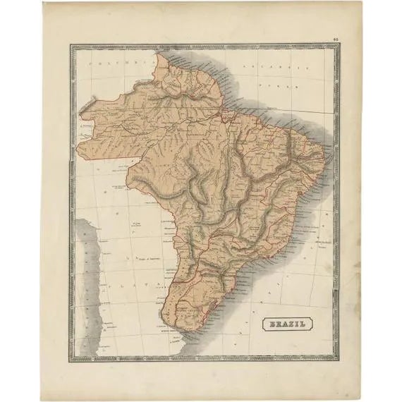 Antique Map of Brazil, 1880 For Sale