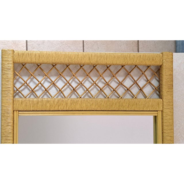 Henry Link Lexington Rattan Wall Mirror Bamboo Lattice 45” Boho Coastal For Sale In West Palm - Image 6 of 12