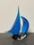 Coastal Vintage Used Dale Tiffany Blue Handcrafted Art Glass Sculpture Sailboat For Sale - Image 3 of 6