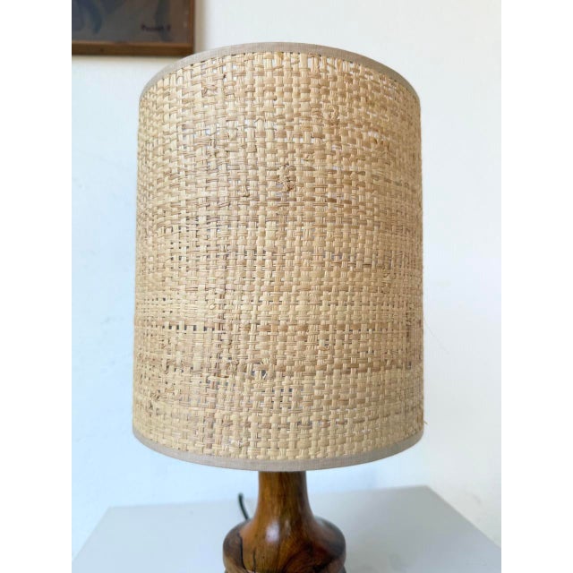 Turned Olive Wood Table Lamp, 1950s For Sale - Image 14 of 17