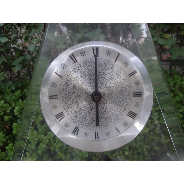 Charles Hollis Jones Mid Century Modern Neoclassical Style Acrylic Clock For Sale - Image 4 of 12