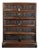 Carved Hardwood Five-Drawer Tabletop Cabinet With Brass Hardware For Sale