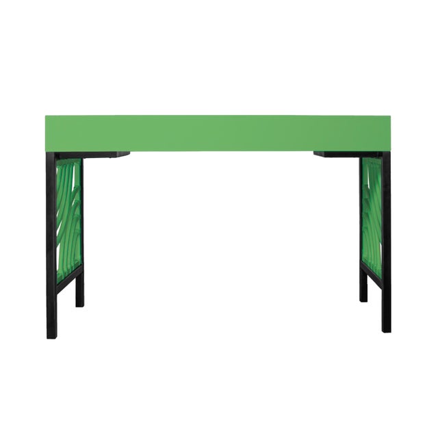 Wood Swirl Writing Desk - Bright Green For Sale - Image 7 of 8